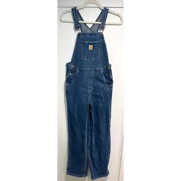 CARHARTT Cotton Carpenter Overalls Bib Coverall Unisex Big Kids Size 14 - Picture 1 of 4